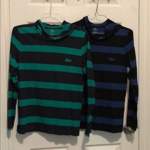 Two Lacoste long sleeves shirts with hoods